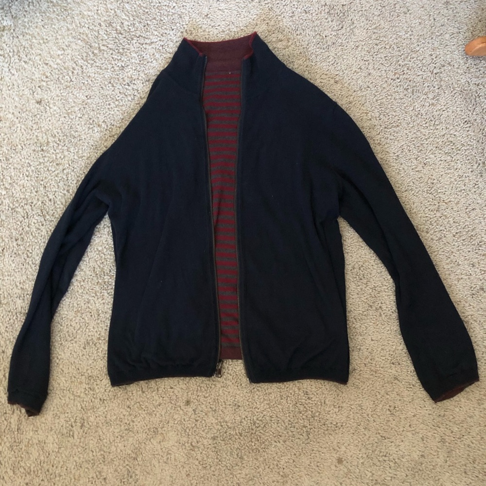 Reversible Jacket Red/Grey Stripe, Black